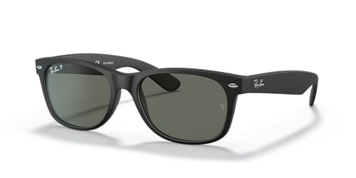Ray-Ban Unisex Sunglasses Rubber Black Frame, Green Lenses, 55MM