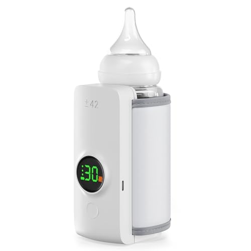 SNUVREL Portable Bottle Warmer with Live Display 6-Speed Temp Control(37C to 55C / 98F to 131F) 6000mAh Battery and 360 Heating for Car Stroller and Outdoor Use