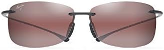 Maui Jim Men's and Women's 'Akau Polarized Rimless Sunglasses, Black Gloss/Maui Rose®, Large