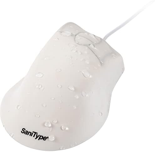 SaniType Professional-Grade Ergonomic Optical Washable Mouse with 3-Button Scroll (USB/PS2) (White) | OMST0C01-W