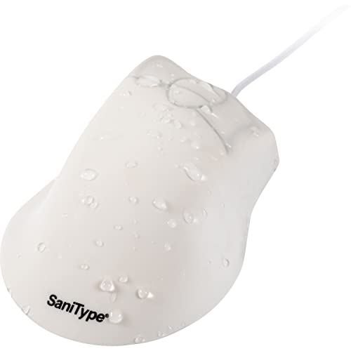 SaniType Professional-Grade Ergonomic Optical Washable Mouse with 3-Button Scroll (USB/PS2) (White) | OMST0C01-W