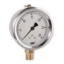 Wika Liquid Filled Industrial Pressure Gauge, 0 to 3000 psi, 2.5 in Dial, Lower