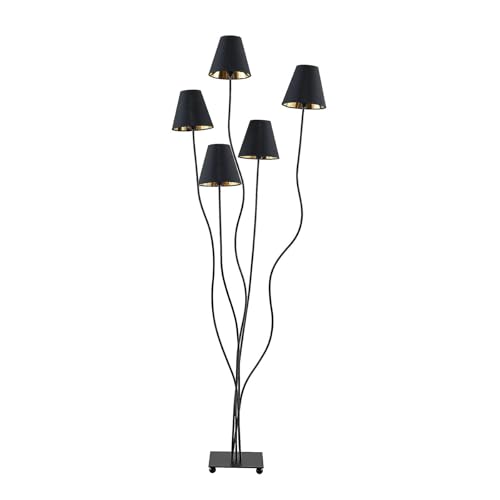 Lindby Stehlampe Komalie (Modern) in Schwarz aus Metall (5 flammig, E14) - Stehleuchte Standleuchte Floor Lamp Wohnzimmerlampe Wohnzimmerleuchte