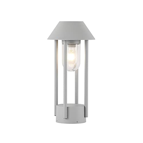 Lucande Luminaire extérieur Olinum à intensité variable (Moderne) en Gris Aluminium (1 lampe,à E27), Borne lumineuse, borne luminaire pour socle Cover