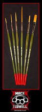 6 pinceaux pour pin striping Andrew Mack de la série Mack Tidwell pour lettrage et filets