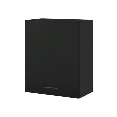 Cuisineandcie - Meuble haut de cuisine Lovia noir Mat 1 porte L 60 cm