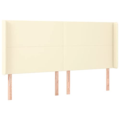 Foknhdi Cabecero de cama ajustable en altura con orejas, 183 x 16 x 118/128 cm, piel sintética, patas de madera maciza, para dormir, adolescentes, habitaciones de invitados