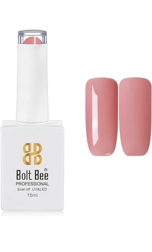 Image of BOLT BEE 15ML Gel Nail Polish 1Pc Clear Pink Glitter Nail Polish Soak Off UV LED Nail Gel Polish Nail Art Starter Manicure Salon DIY at Home, 0.5 OZ (1) (117)