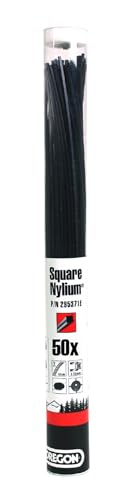 Oregon Fil de débroussailleuse Nylon Carré 3.75mm, Coupe herbes hautes, mauvaises herbes, végétation dense, Fil nylon haute résistance, compatible avec modèles standards, 3.75mm x 42cm 50x (295372E)
