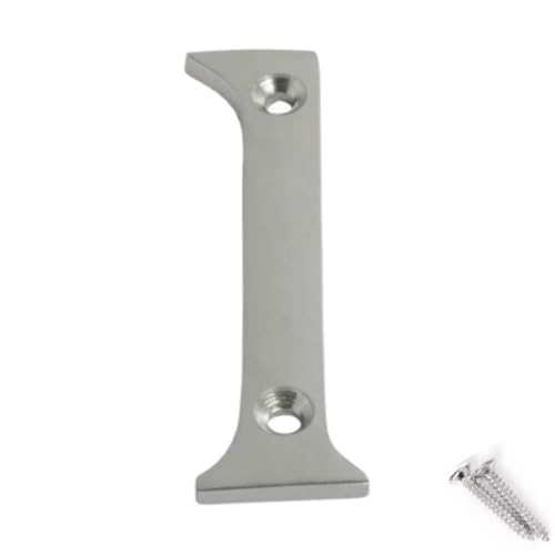 Satin Chrome Door Number 1 75mm 3 Inch Screw-On Front Door Numeral
