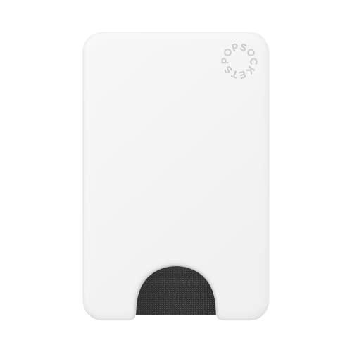 Image of POPSOCKETS Men's Polycarbonate Phone Wallet with Phone Grip & Expanding Kickstand, Phone Card Holder, Magnetic Ring for iPhone and Android Included, Wallet Without Grip Compatible with Magsafe- White