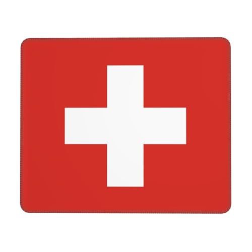 PAYDYLONA Tapis de souris imprimé drapeau suisse - Tapis de souris de jeu imperméable avec base en caoutchouc antidérapant pour bureau, maison et ordinateur portable - 19 x 24 cm