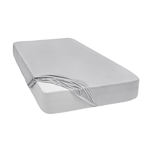 Mixibaby Sábana bajera ajustable (100% algodón, sábana bajera, 28 colores, tamaño: 70 x 140 cm), color gris claro Cover