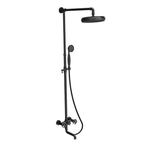 Vintage Industrial Style Shower Set - 3-Function Brass Shower System with Round Rain Showerhead & Portable Faucet - Perfect for Modern Bathrooms