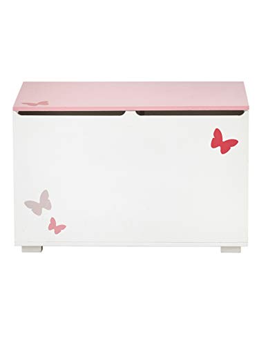 VERTBAUDET Coffre à jouets LIGNE ENVOLEE blanc/rose TU