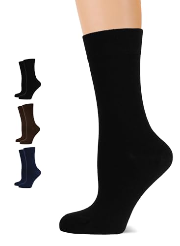 Image of Women's Bamboo Dress Socks, Crew for Business Trouser Casual, Soft, Thin & Seamless, Size 6-9 /9-12 (3, 4 or 5 Pairs)