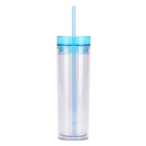 FLYILIA タンブラー スリム ストロー付き プラスチック製 ストローコップ 細長 ダブルウォール 水筒 蓋付き プラスチックコップ おしゃれ 真空断熱 二重構造 漏れ防止 業務用 子供用 家庭用 ウォーターカップ コーヒーカップ 幼稚園 保育園 オフ