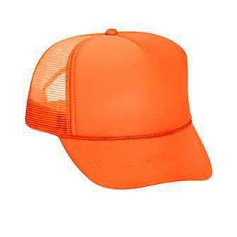 Image of OTTO Neon Polyester Foam Front 5 Panel High Crown Mesh Back Trucker Hat