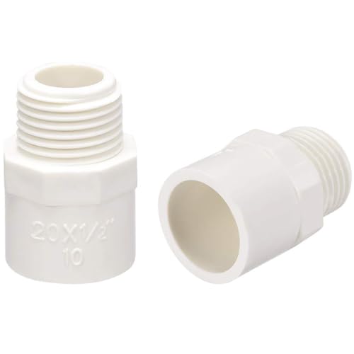 TOP-VIGOR 10 accesorios de tubería de PVC, 20 mm de rosca macho G1/2, conector adaptador de tubería de PVC, acoplamiento de unión