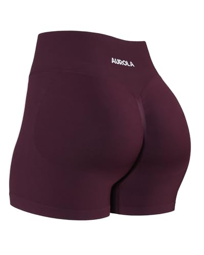 Image of AUROLA Influence Workout Shorts for Women,2.5 3.5 4.5 5.5 6.5 No Roll Up Squat Proof Scrunch Seamless Compression Gym Short