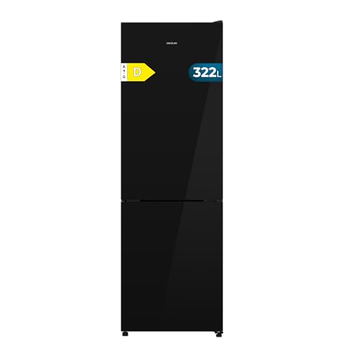 Cecotec Frigorífico Combi 322L Bolero CoolMarket Combi 322i Black Glass D. 185,5cm de Alto, 59,5cm de Ancho, Tecnología Multi Airflow, HumidityFlex HUB, LED Interior