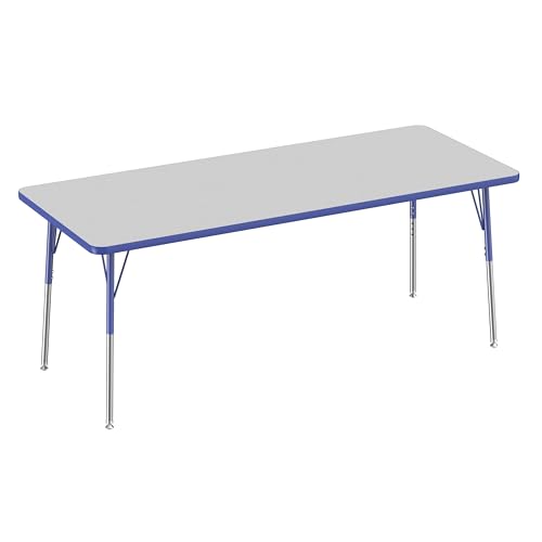 FDP 30" x 72" Rectangle Table with Swivel Glide Legs - Gray/Blue