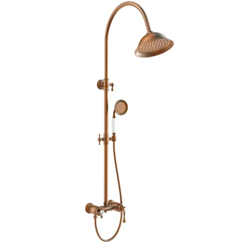 Essebagno Leeds colonne de douche rétro cuivre brossé mitigeur mécanique