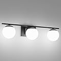 Ralbay Matte Black Bathroom Lights - 3-Light Mid Century Modern Vanity Lights with Milky Glass for Wall Lighting