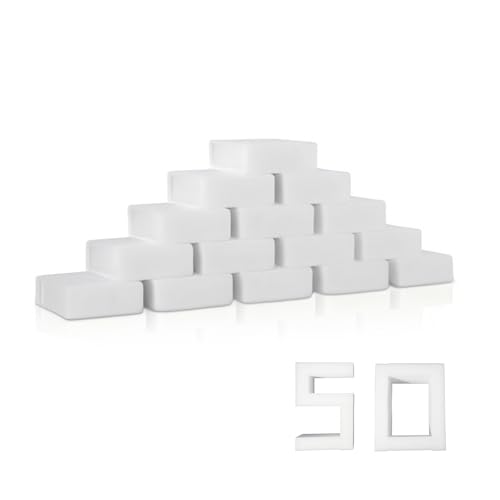 Image of Magic Sponge Eraser 50 Pack, GRS Certified Melamine Sponge | No Scratch & Super Absorbent, Multi-Functional Melamine Cleaning Sponges for Bathroom Window Shoes Kitchen