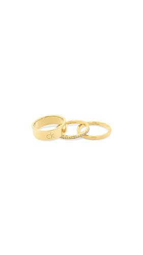 Calvin Klein Set de 3 Anillos para Mujer Colección CK TRIO en Oro Amarillo con Cristales - 35000795E, 58mm, Gold