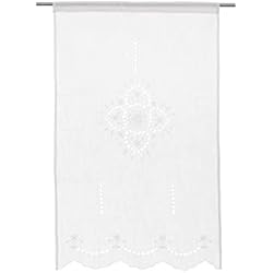 LOLAhome Cortina Bordada de Corazones Blanca de Tela de 70x110 cm