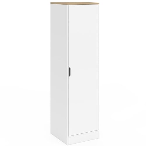 IDMarket - Armario de almacenamiento NOUK 1 puerta con estantes blanco y madera