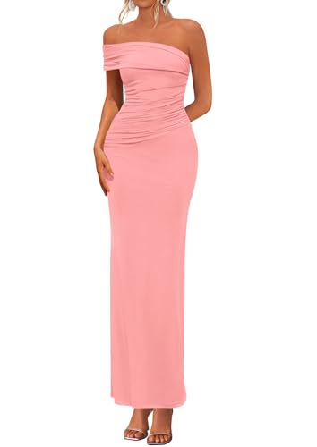PRETTYGARDEN Women's 2026 Wedding Guest Cocktail Dresses One Off the Shoulder Ruched Bodycon Formal...