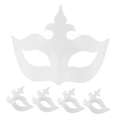 KOMBIUDA 5pcs White Paper Masquerade Masks Blank Face Masks for Carnival Costume Parties and Birthday Celebrations for Personalization and Creative Decoration