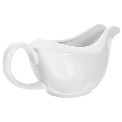 KICHOUSE Ceramic Juice Bucket Sauce Dipping Bowl Creamer Milk Container Gravy Cup Condiment Bowl Gravy Kettle with Handle Chicken Gravy Boat Gravy Dispenser Gravy Pour Ceramics White