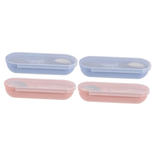 HEMOTON 4 Juegos juego de cubiertos para cubiertos para bebés cubiertos con estuche de almacenamiento cubiertos de pequeños cucharas tenedores tenedor cuchara