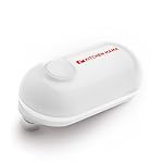 Kitchen Mama Mini Electric Can Opener Smooth Edge: Opens Cans with One Button Press - Ultra-Compact, Portable, Hands-Free, Food-Safe, Battery Operated (White)