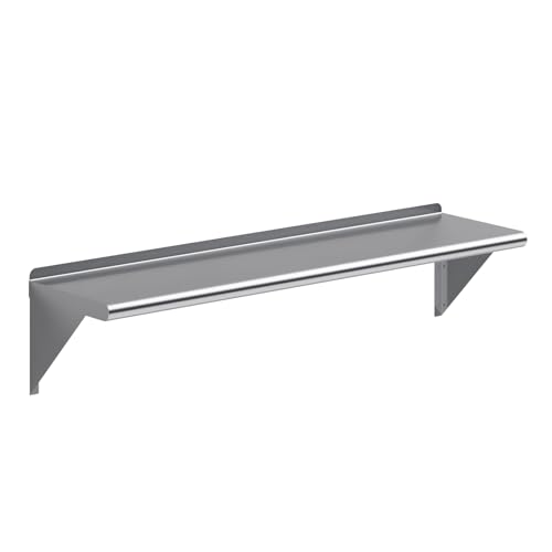 Image of AmGood 48 inch Long X 12 inch Deep Stainless Steel Wall Shelf | NSF Certified | Appliance & Equipment Metal Shelving | Kitchen, Restaurant, Garage, Laundry, Utility Room