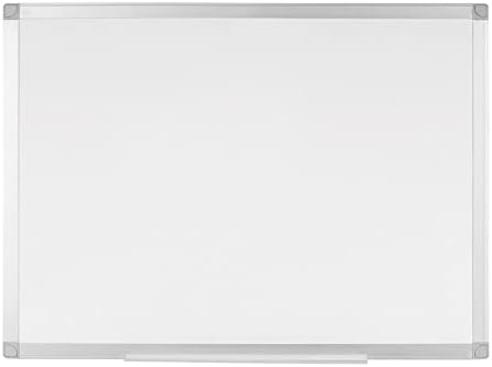 Boardsplus Magnetic Dry Erase Whiteboard - 24” W x 18” H - Lacquered Steel Surface, Aluminum Frame
