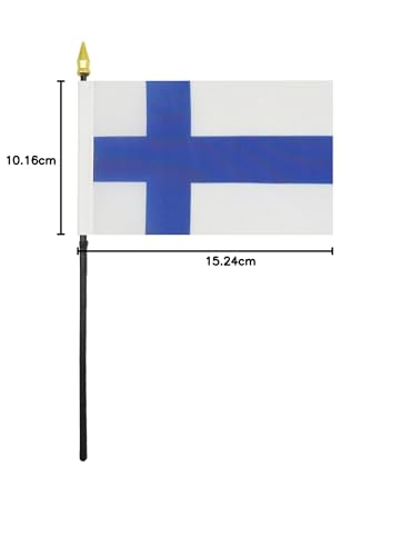 AZ FLAG - Tischflagge Finnland - 15x10 cm Goldene Splitze - Finnische Tischfahne 10 x 15 Cm - Flaggen