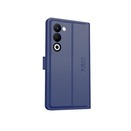 Image of AIBEX Compatible for Oppo K13X 5G / Oppo A5 5G Flip Cover Leather Finish with Magnatic Closure | Inside TPU with Card Pockets | Wallet Stand | Complete Protection Flip Case -Blue