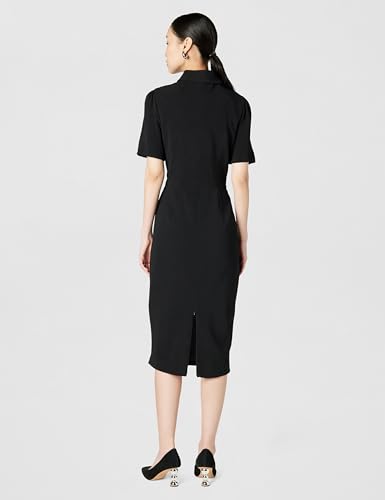 Image of Dress The Population Women's Gloria Collared Zip Neck Short Sleeve Bodycon Midi Dress