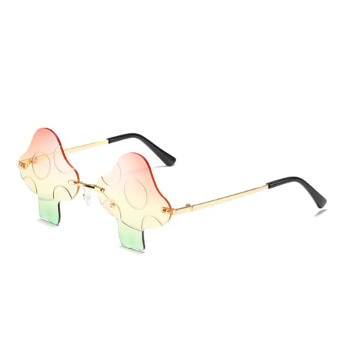 ENTHYI Mushroom Shape Sunglasses for Women Irregular Rimless Eyewear Retro rave Party halloween Sun Glasses