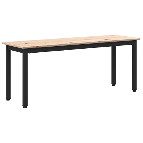 Teenpull Banc Naturel en Bois de pin Massif 110 x 35 x 45 cm avec Pieds en métal Stable pour Salle à Manger, entrée, terrasse et Salon, siège Robuste et Design...