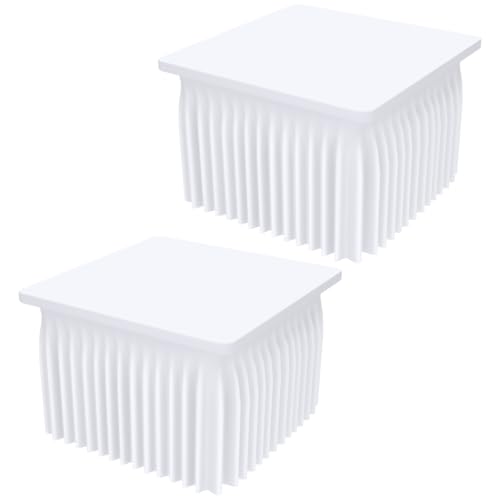 Image of Smiry 2 Pack Spandex Elastic Fitted Table Cloth Skirt for 3FT Table | Stretch Washable Table Cloth, Banquet Table Cover for Wedding, Party, Indoor & Trade Shows, (White, 34Lx34Wx30H)