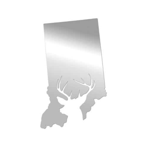 RDW Indiana Deer State Sticker Decal Chrome Mirror Silver