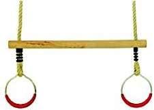 Wooden Trapeze with Metal Rings