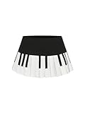 WDIRARA Women's Plus Size Piano Skirt Y2k Coquette Pleated A Line Mini Skirts Black and White XX-Large Plus