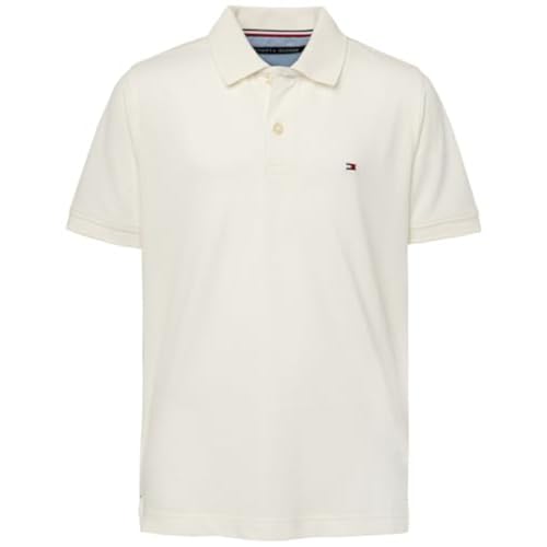 Tommy Hilfiger Boys Short Sleeve Premium Pique Polo Shirt, Button Closure, Soft & Comfortable