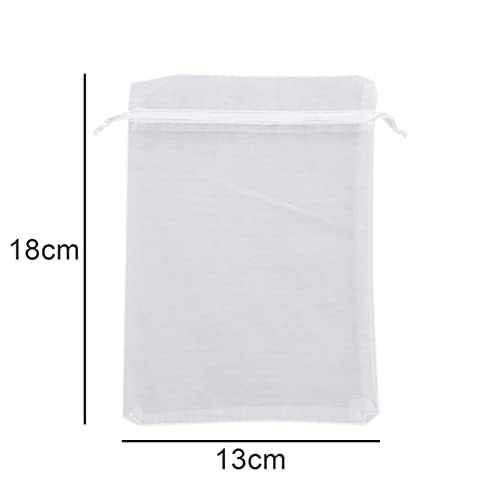 SZCXDKJ 20PCS Sacs Organza,Sachets Pochettes Cadeau en Organza Sac à bijoux,Sachets pour Lavande Idéales pour Bijoux Cadeaux Bonbons Marriage-13x18cm Blanc – vue 2